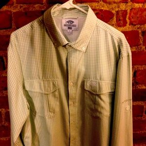 AFTCO SIRIUS LS BUTTON DOWN SHIRT Fishing Angler Vented Plaid Pockets Casual